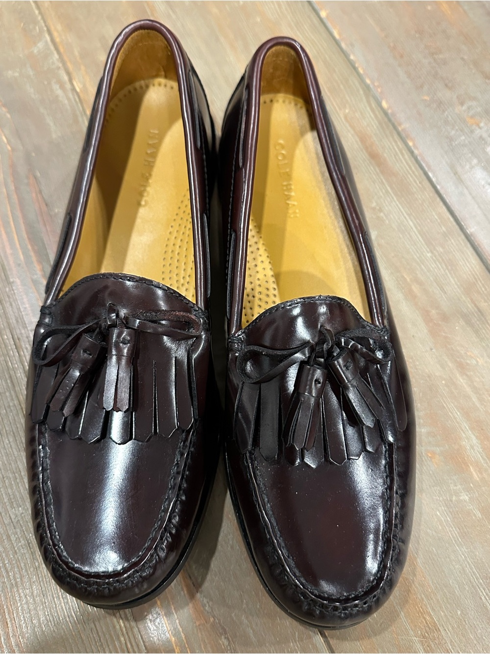 Cole Haan Men's Pinch Tassel Loafers Burgundy Leather Dress Shoes Size 11